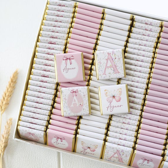 50 Pcs Personalised Baby Shower Chocolate, Newborn Baby Chocolate, Custom Chocolate Favors, Sweet16, Baptism Chocolate, Baby Shower Gift