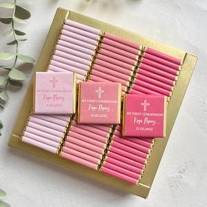 50 Pcs Baptism Chocolate Favors, Personalized Baptism Chocolate Gift, Christening Favors, Communion Favors, Baptism Chocolate, Party Favors