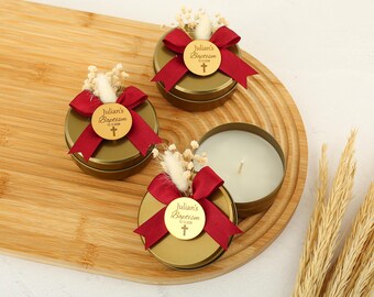 Personalized Baptism Candle Favors: Elegant Scented Christening Gift