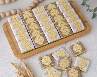 Hochzeitspralinen mit Spiegel und Schleife - Elegante Gastgeschenke zur Hochzeit, Taufe, Babyparty, Verlobung, Geburtstag, Geschenk Schokolade