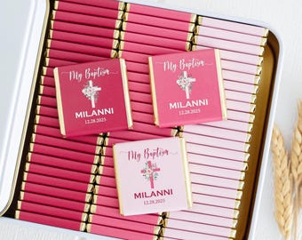 50 pezzi di bomboniere di cioccolato per battesimo, regalo di cioccolato personalizzato per battesimo, bomboniere per battesimo, bomboniere per comunione, cioccolato per battesimo, bomboniere per feste