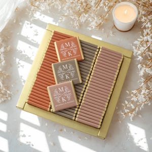 Personalized Wedding Chocolate Favors: Gold Foil, Custom Design, Set of 50