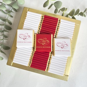 50 Pcs Personalized Wedding Chocolate Favors: Gold Foil, Engagement, Bridal Shower