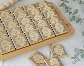 Personalisierter Hochzeitsspiegel mit Band, Pralinen - Hochzeit, Taufe, Babyparty, Verlobungsgeschenke - Schokoladengeschenk, Hochzeitsgeschenk