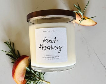 Peach Rosemary Soy Wax Candle