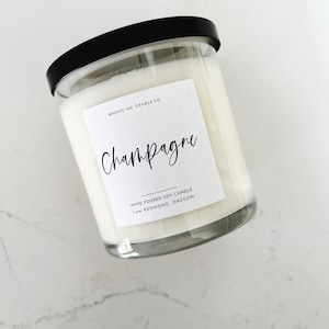 Champagne Soy Wax scented candle with metal flat lid