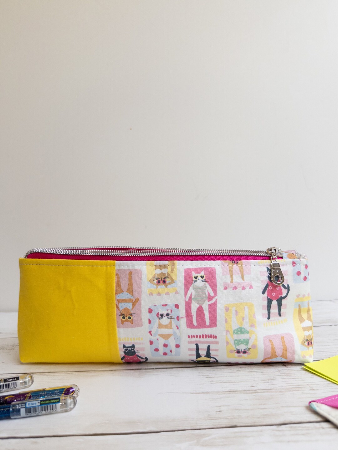 Stand up Pencil Pouch Zipper Pouch Kitten Fabric Etsy