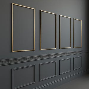 Self-Adhesive Gold Wall Molding Kit – DIY Pre-Cut Paneling, Easy Install, Lux Interior Trim, Modern Wainscoting, Bedroom Wall Decor