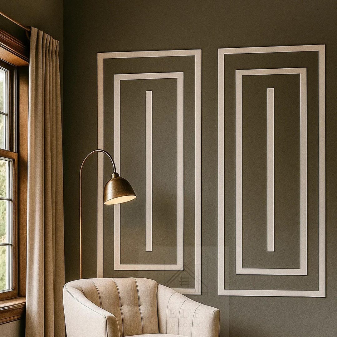 Pre-cut Primed Wall Molding Kit: Easy Install Wainscoting \u0026 Paneling - Etsy, image size:1080x1080