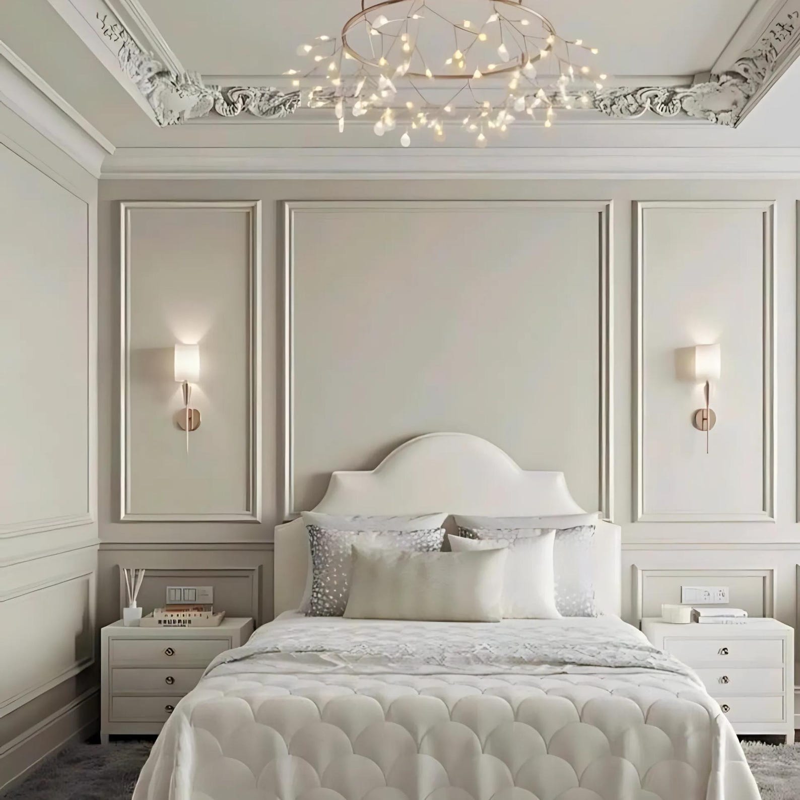 Pre-cut Primed Wainscoting Kit: Easy DIY Bedroom Wall Paneling Molding ...