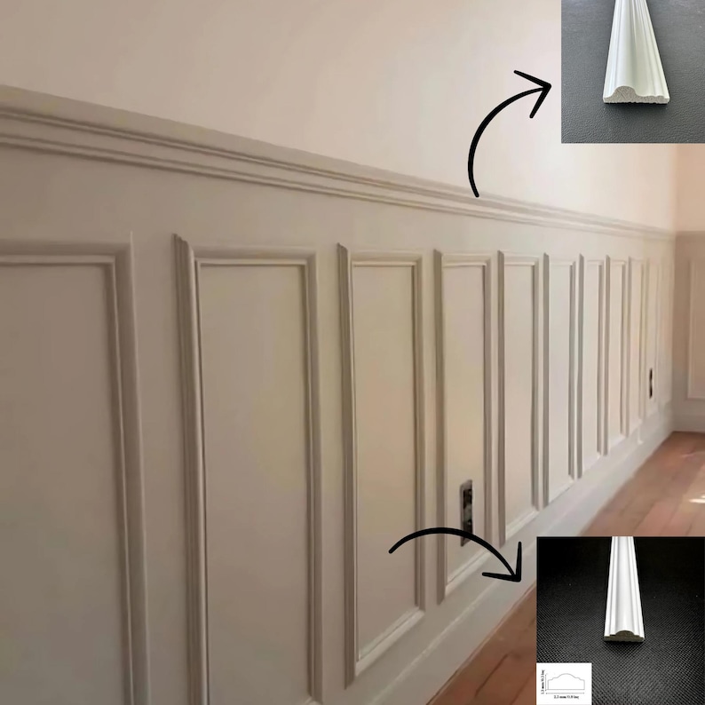Förskurna vägglister med självhäftande lister: Enkel gör-det-själv-panelering bild 2