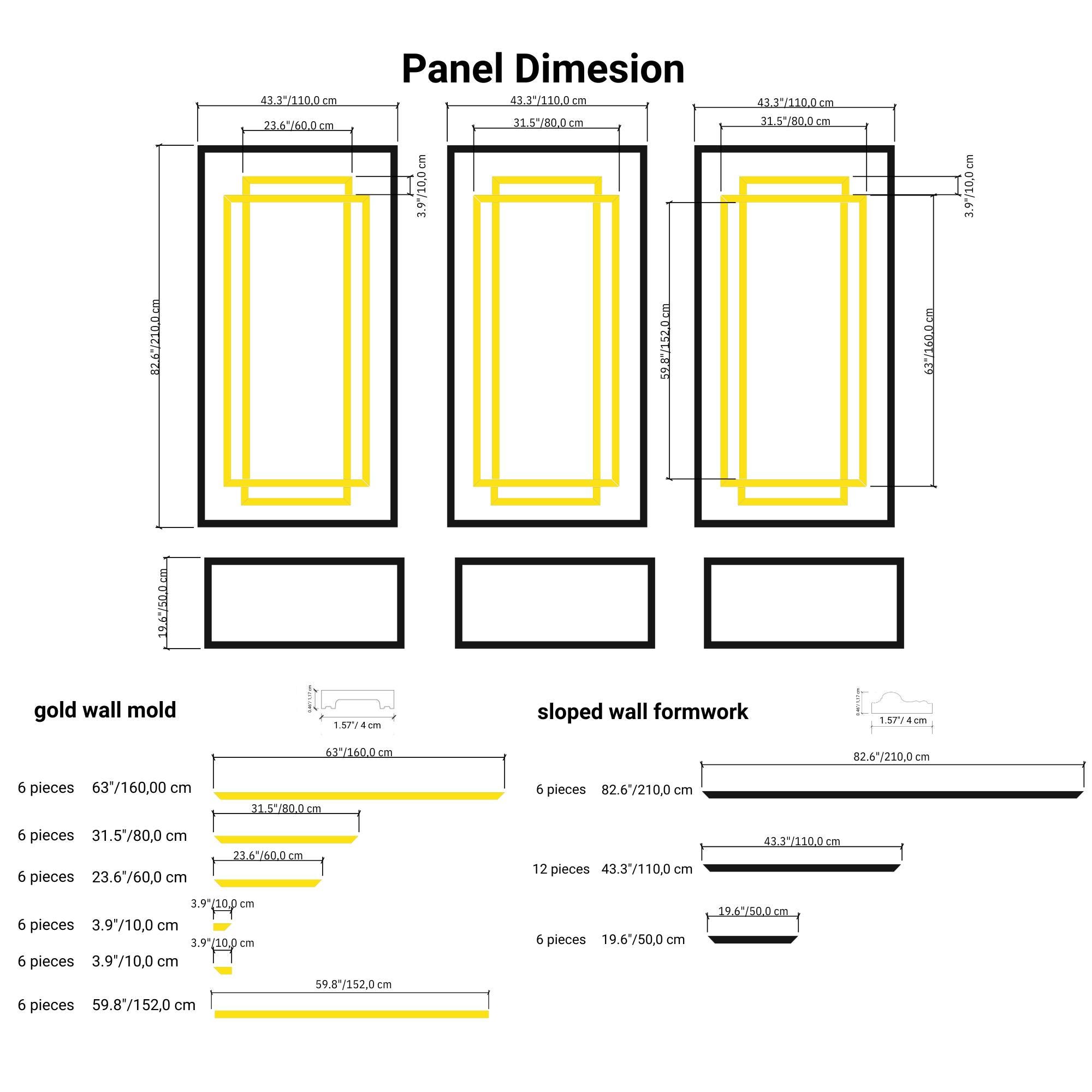 Gold Wall Molding Kit. DIY Pre-cut Modern Paneling - Etsy