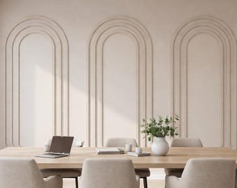 MDF-wandpaneelset | Ontwerp met drievoudige boog, modern interieur