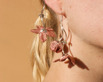 Floral earrings -BLOSSOM earrings set- Vintage lace statement earrings. Light weight dangling flower botanical mismatched earrings. 3 pieces