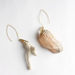 Sustainable statement earrings NATURAL SPECIMEN unusual ethical jewelry wearable nature hack floral seashell air plant botanical flowers image 5