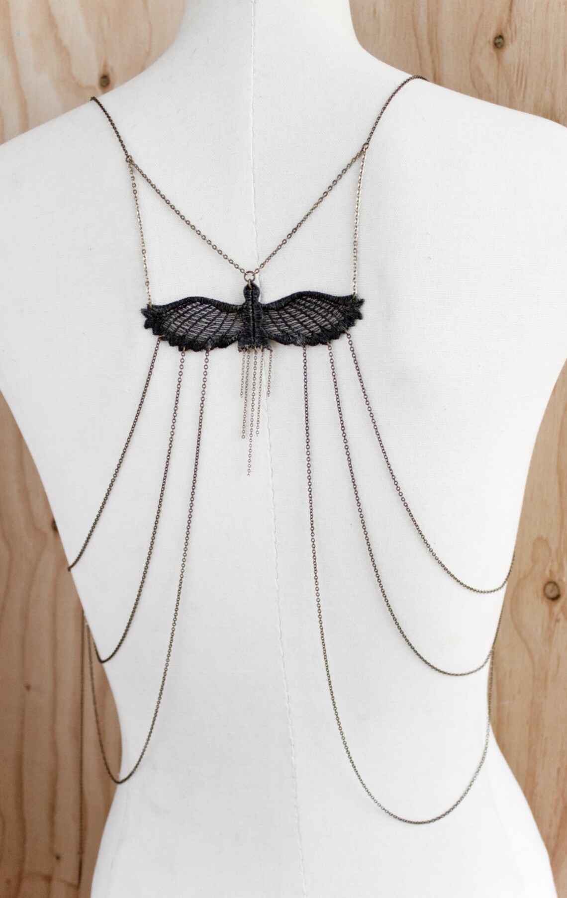 Body Harness Jewelry FALCON Black Lace Jewelry With Bronze Etsy