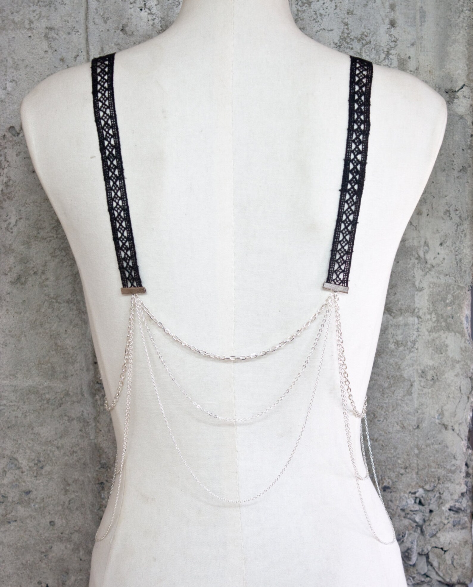 Body Harness Jewelry BRETELLES Black or Ivory Lace Choice Etsy