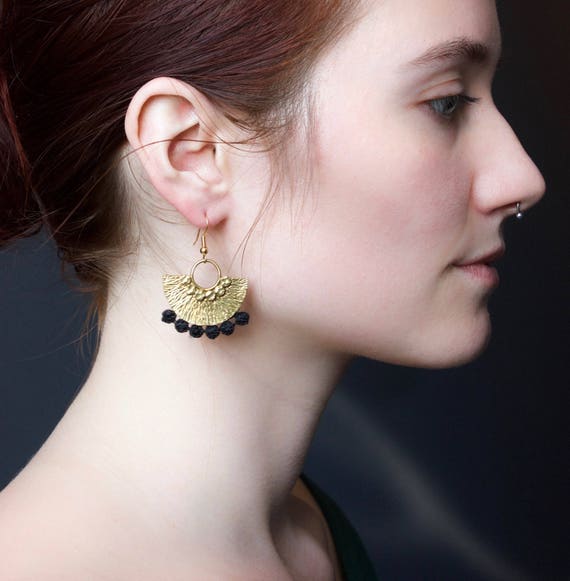 Brass Statement Earrings POIRET Geometric Golden Brass or Plated
