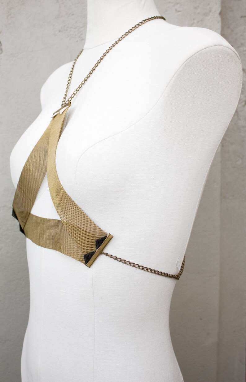 Body Harness Jewelry TRIGONOMETRY Black White Lace Mesh Etsy