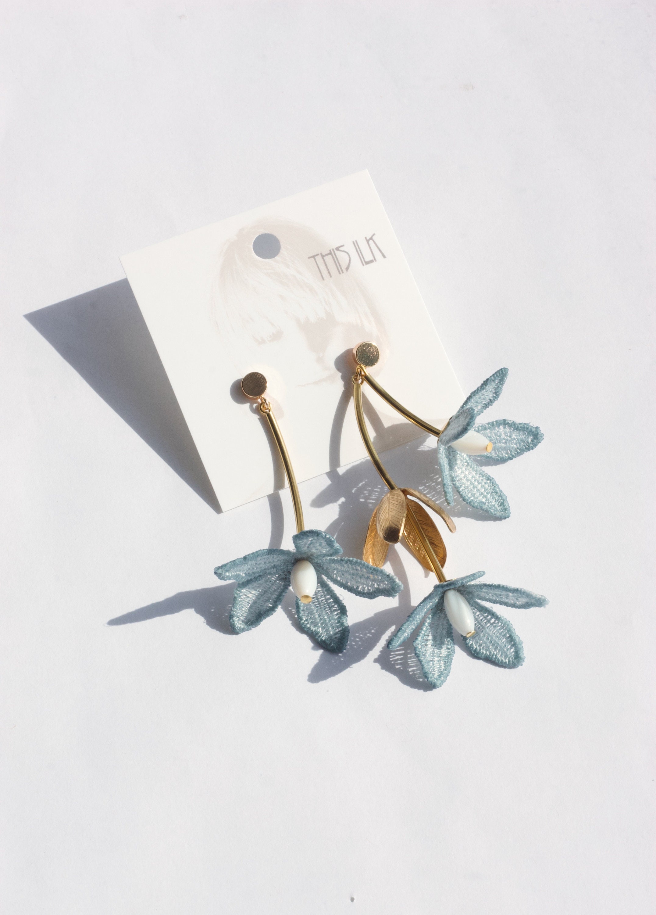 Buy Floral Asymmetrical Lace Earrings -TIARÉ EARRINGS- Dainty and