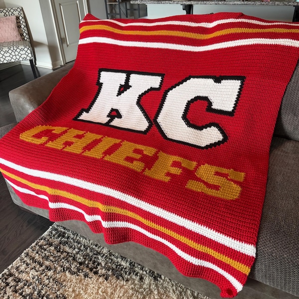 Football Crochet Blanket Pattern | Written Instructions + Graph | 3 Sizes | PDF Digital Download