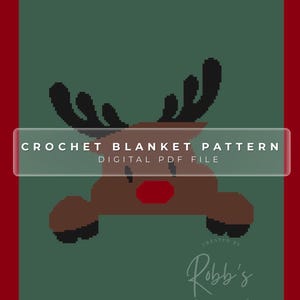 Reindeer Crochet Throw Blanket PATTERN (SC) | Instant PDF | Digital Download | Christmas Blanket Graphgan