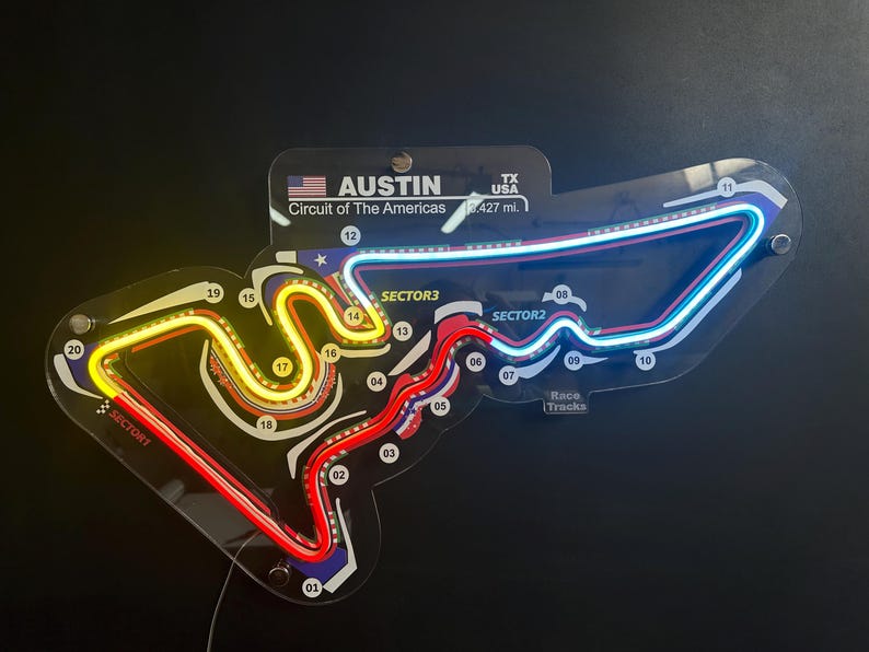 America COTA Circuit Neon Racerbana | F1-formel | Design av racerbanor | Simracing WHİTE
