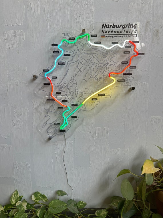 Nürburgring Nordschleife Neon Race Track | Neon Race Track | F1 Formula | Race Tracks Design | Gift Decor | Home Decor | Sim Racing