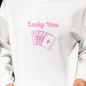 Felpa con carte da gioco Lucky You!, Coquette, carte da gioco, trendy, retrò, casinò, anni 2000, giochi di carte, felpa con grafica unisex, idea regalo