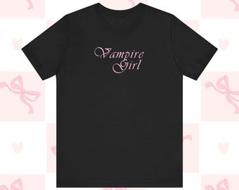 Vampire Girl Coquette T-shirt: Y2k Pink Graphic Tee