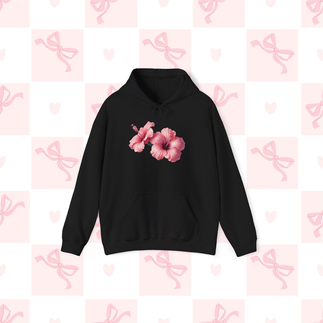 Red Hibiscus Flower Print Women's Hoodie