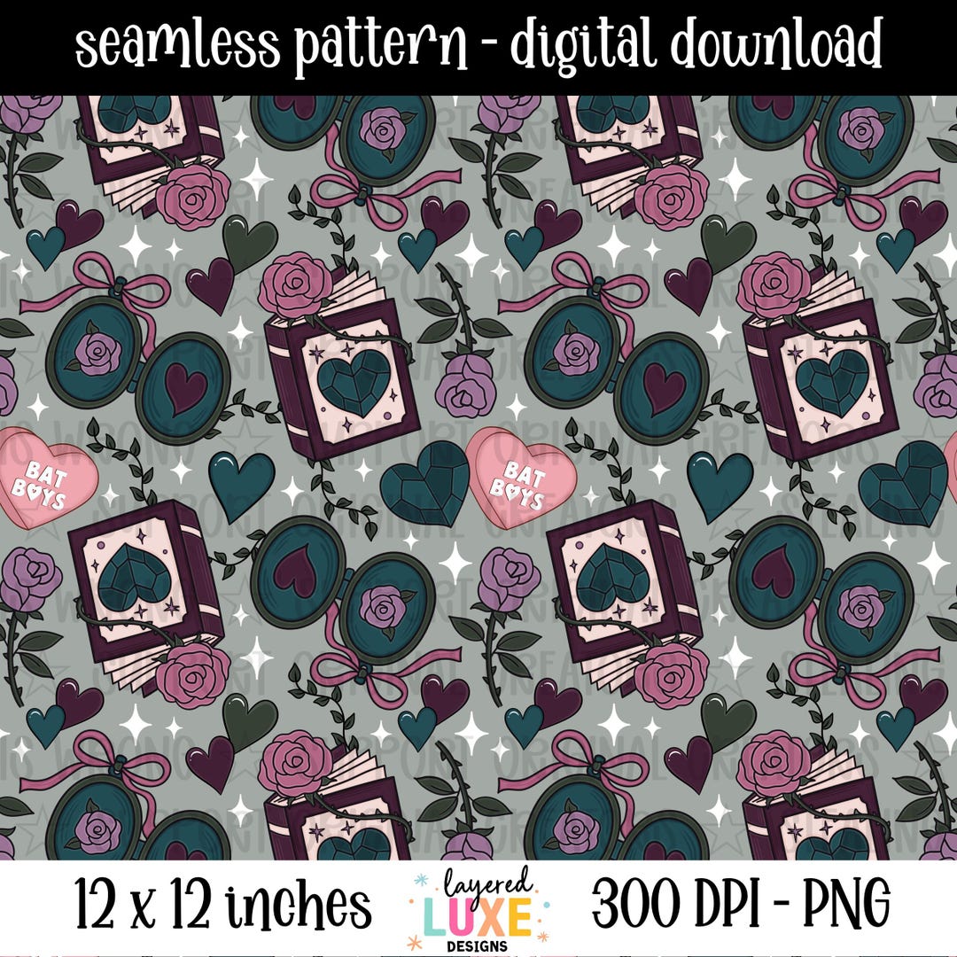 Bat Boys Seamless Pattern PNG | Dark Romance Bookish Digital Paper ...