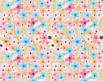 Wildflower Seamless Pattern PNG Digital Paper Pink Floral Background ...
