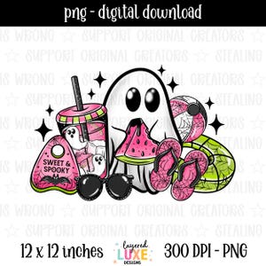 Zoete en spookachtige zomer PNG digitale download watermeloen sublimatie strandvakantie cadeau