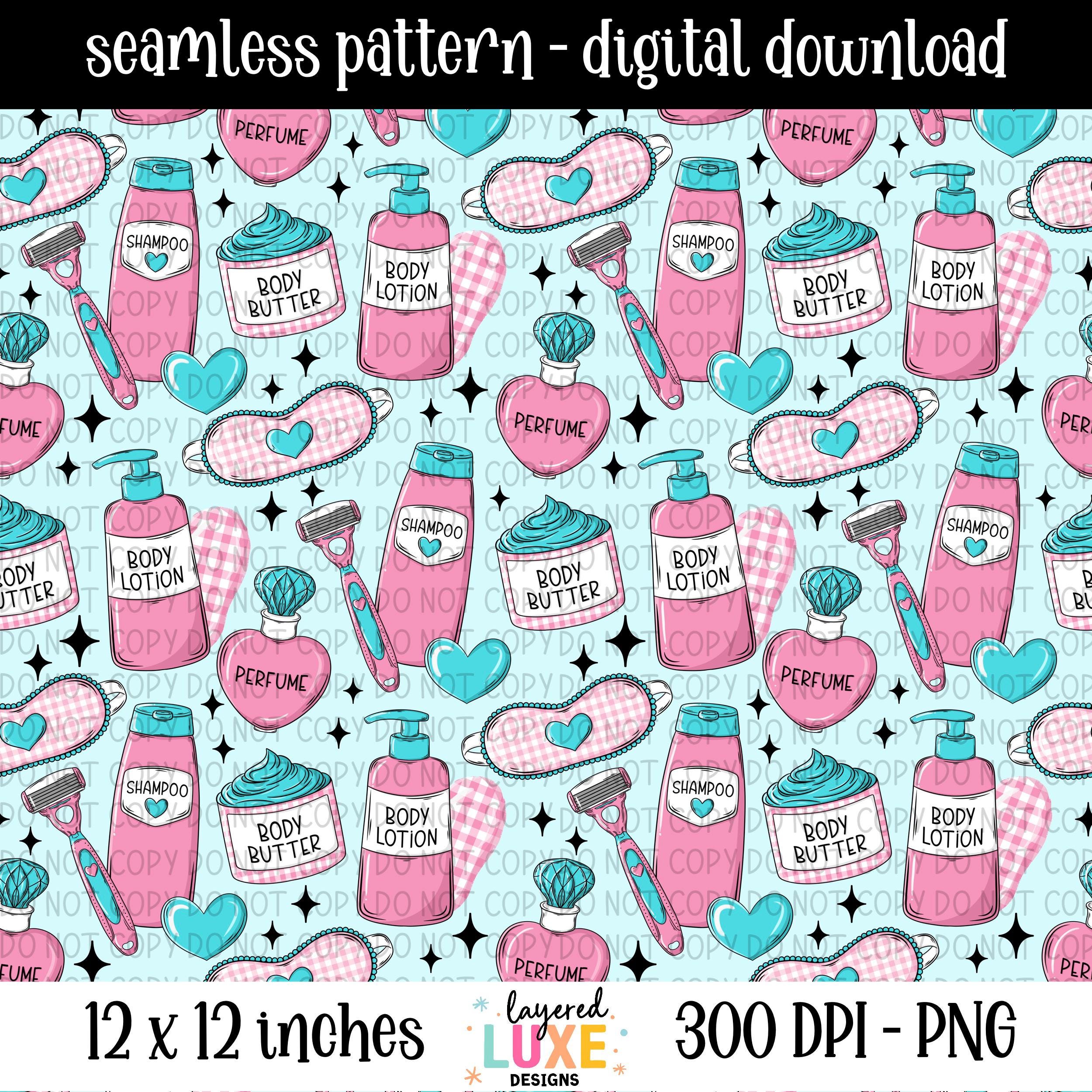 Self Care Seamless Pattern PNG Digital Paper Beauty Routine Fabric ...