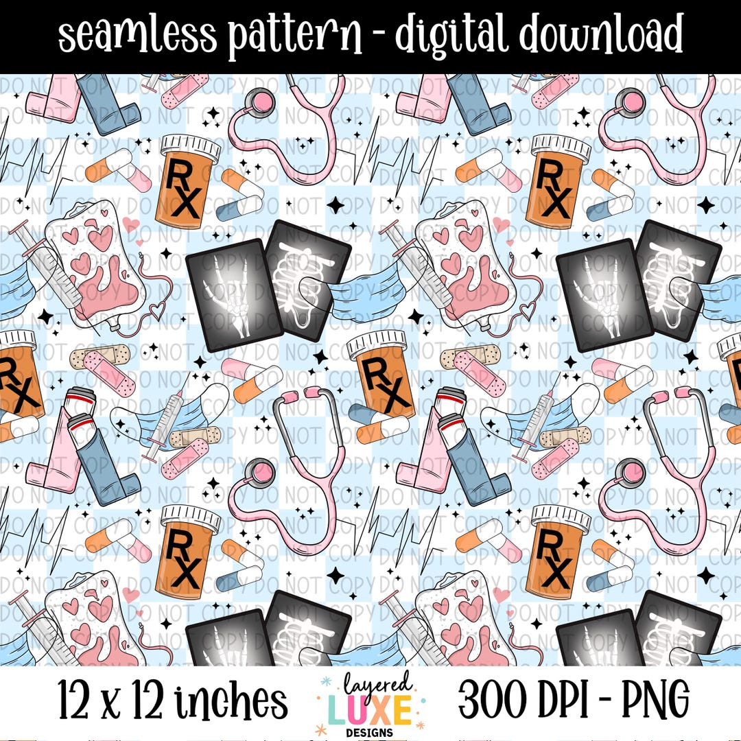 Nurse Pattern Nurse Life Seamless Pattern | Medical Digital Paper (PNG Download ...
