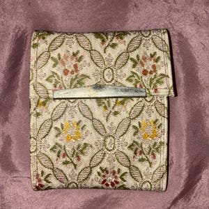 Estuche floral vintage de 1970 para herramientas de manicura, 3 artículos, kit de costura, bolsillo a presión #a