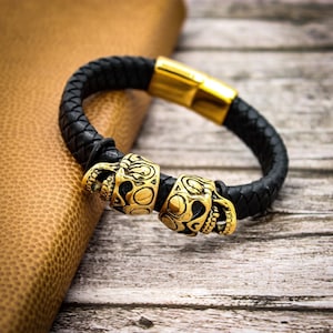 アクセサリー Thin Twin skull bracelet Twin Skull Bracelet w/ Basic Link +2 Slicksters and Gear