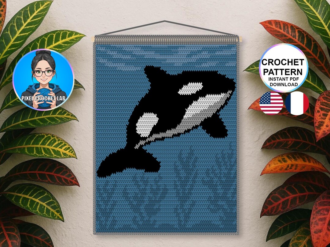 Orca Tapestry Crochet Pattern | Killer Whale Wall Hanging | Ocean Life ...