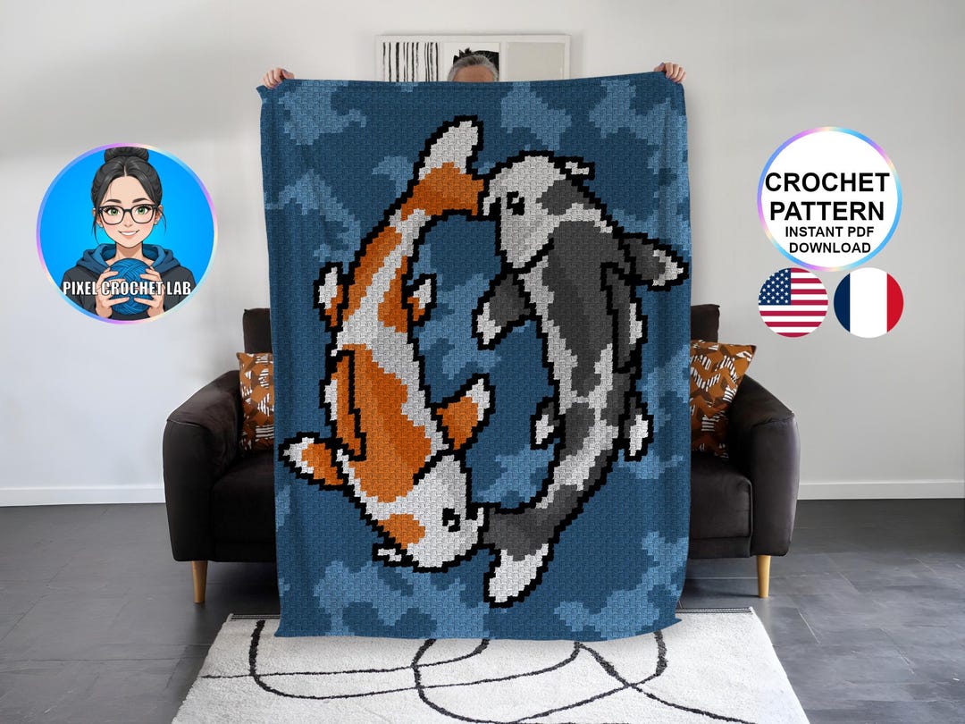 Koi Fish C2C Crochet Blanket Pattern | Corner to Corner Graphghan Throw ...
