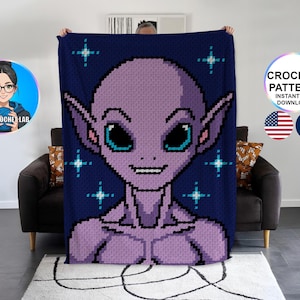 Patrón de manta extraterrestre de crochet c2c, patrón de manta espacial, patrón graphghan de galaxia, patrón extraterrestre, estrella, espacio, universo, OVNI