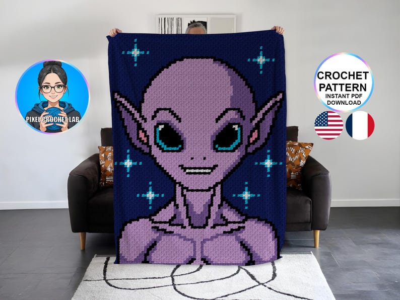 Star Graphghan Alien C2C Blanket Crochet Pattern, Afghan Space Pattern, Galaxy ...