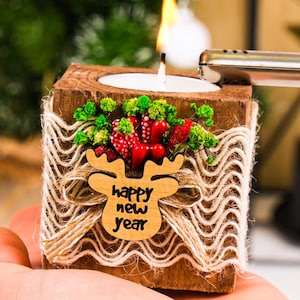 Personalized Christmas Candle Holder, Rustic Christmas Gifts, Noel Heart Candle Holder, New Year, Xmas, Happy Holiday, Merry Christmas Favor
