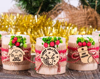 Personalized Christmas Candle Holder, Rustic Christmas Gifts, Noel Candle Holder, New Year, Xmas, Happy Holidays, Merry Christmas Favors