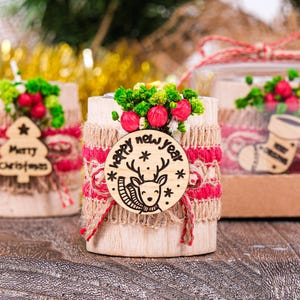 Personalized Christmas Candle Holder, Rustic Christmas Gifts, Noel Candle Holder, New Year, Xmas, Happy Holidays, Merry Christmas Favors
