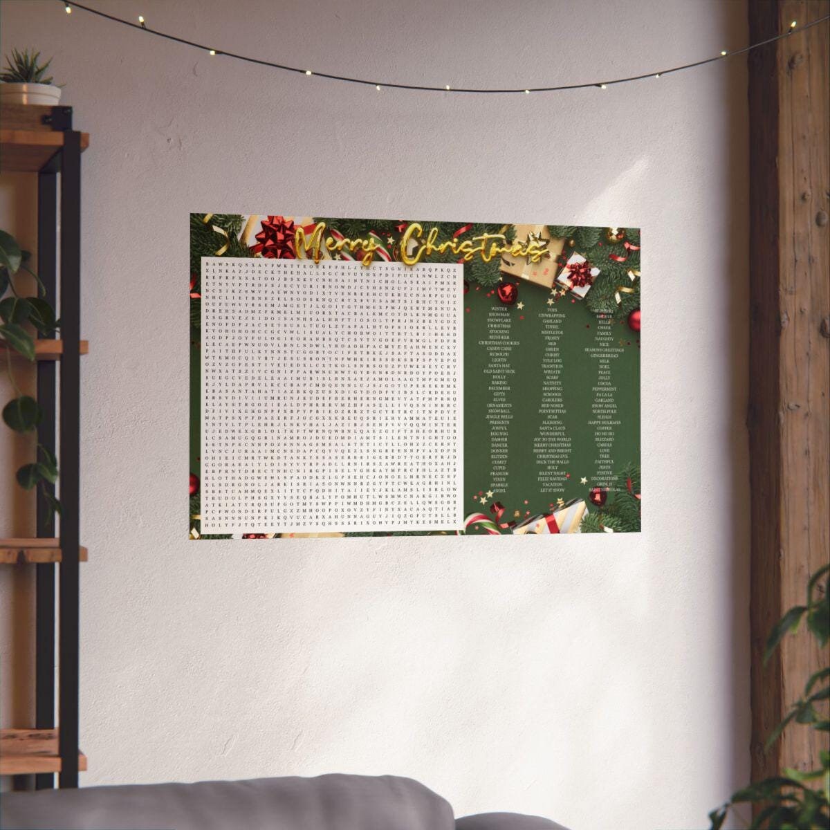 Giant Christmas Word Search Poster Family Holiday Game (digital