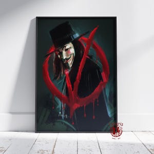 V for Vendetta Poster | V Wall Art | Unframed Canvas Print | Gift Movie ...