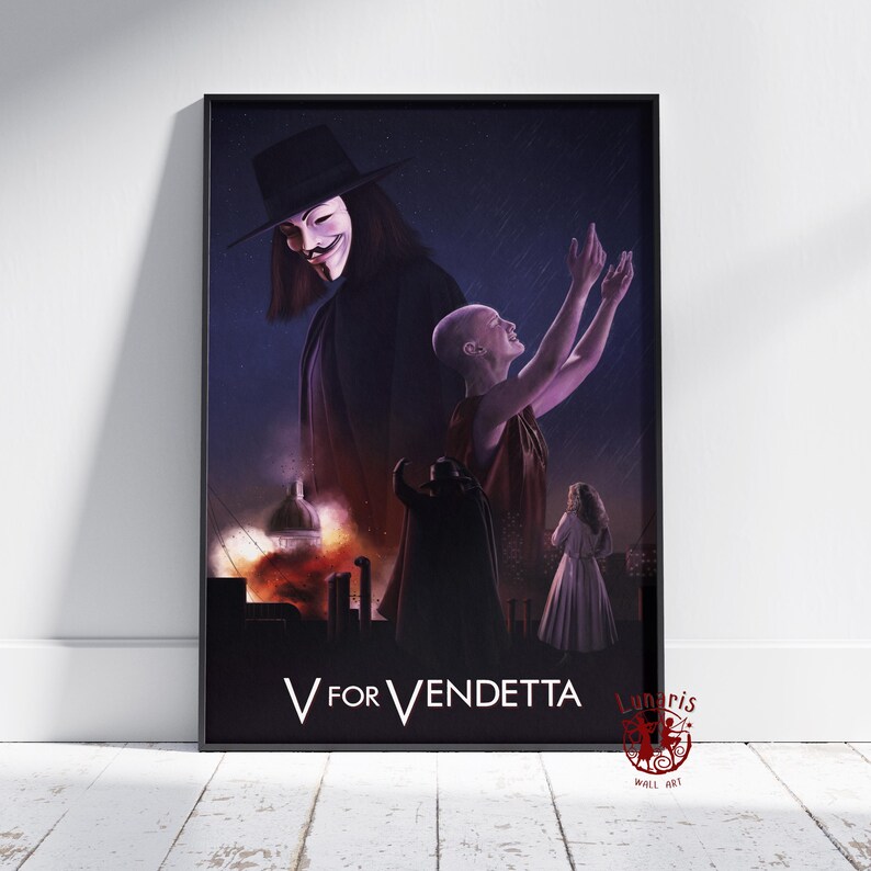 V for Vendetta Poster | V Wall Art | Unframed Canvas Print | Gift Movie ...