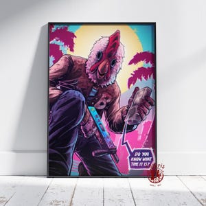 Hotline Miami Poster | Jacket Wall Art | Unframed Canvas Print | Gift Game Poster #2