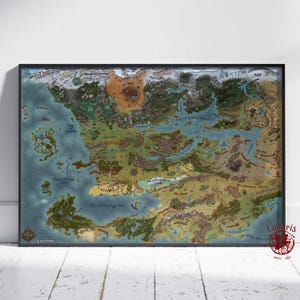 Dungeons and Dragons Faerun Poster | Forgotten Realms Wall Art | Unframed Canvas Print | Gift Game Poster